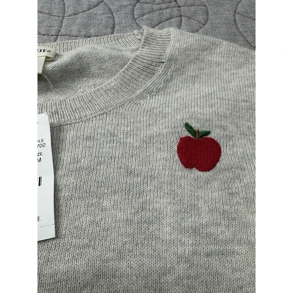 Crewcuts‎ Sweater Gray Embroidered Red Apple / Girls' Medium